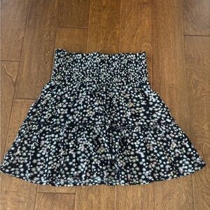 Pink Rose Black and White Skater Mini Skirt